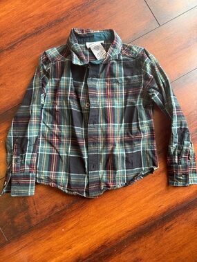 NWOT Tommy Bahama Kids Plaid Button-Down Shirt in Green, Black, Red